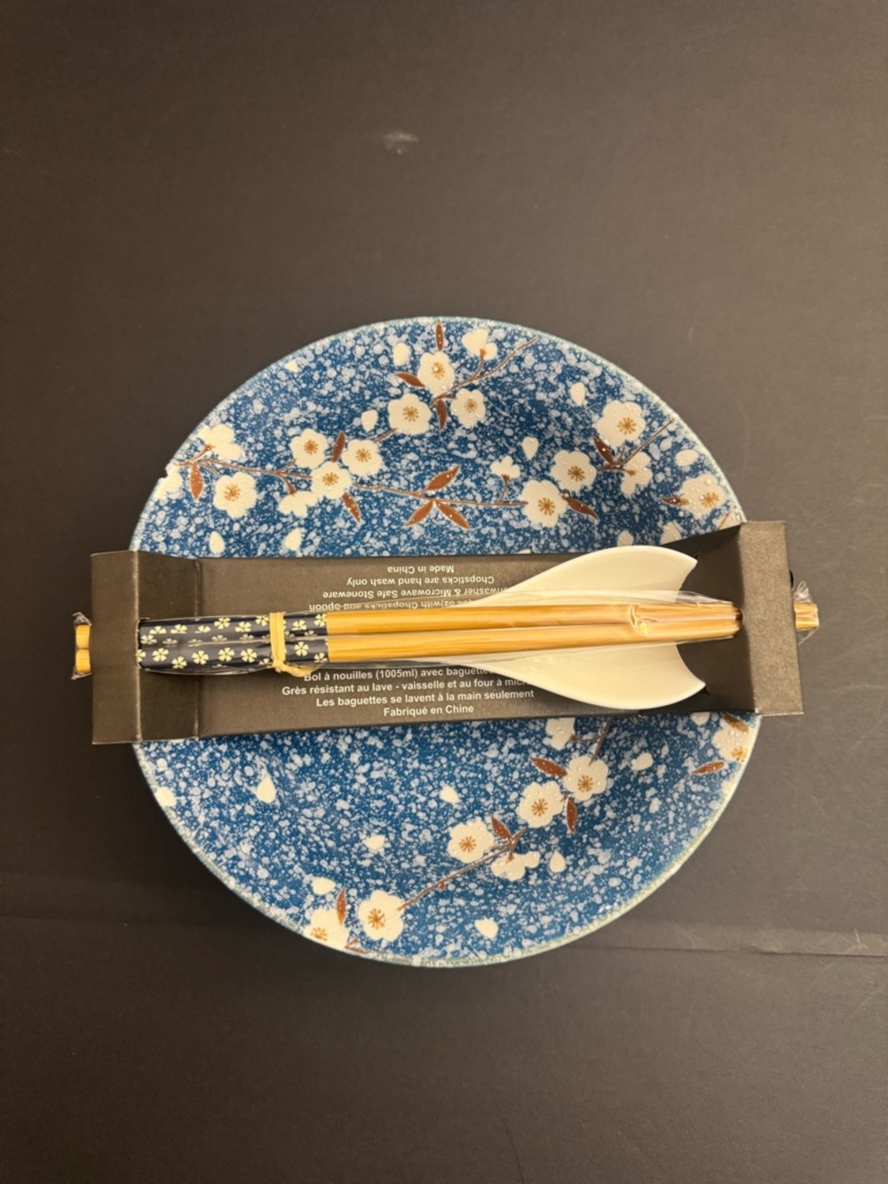 SH Home 4pc Ceramic Noodle Bowl with Chopstick & Spoon Set - Picture 2 of 5
